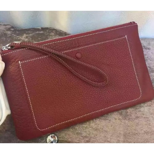 Hermes Grainy Leather Clutch H88016 Borgogna