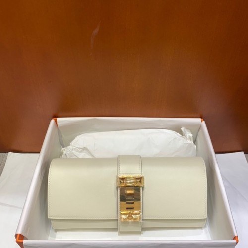 Hermes H Medor swift pochette in pelle 37566 hardware bianco e oro