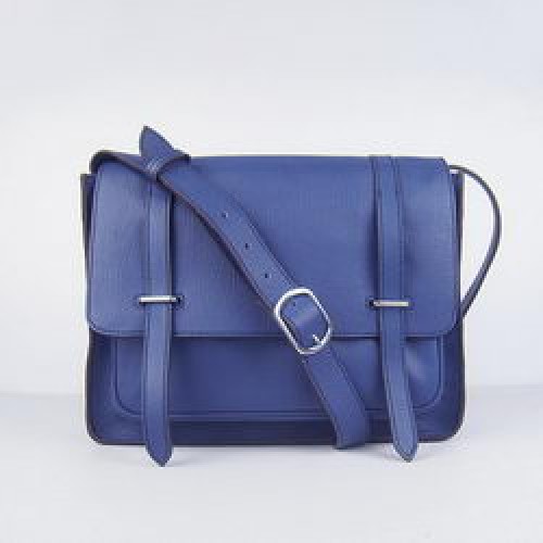 Hermes Jypsiere Togo Borsa a tracolla in pelle blu scuro