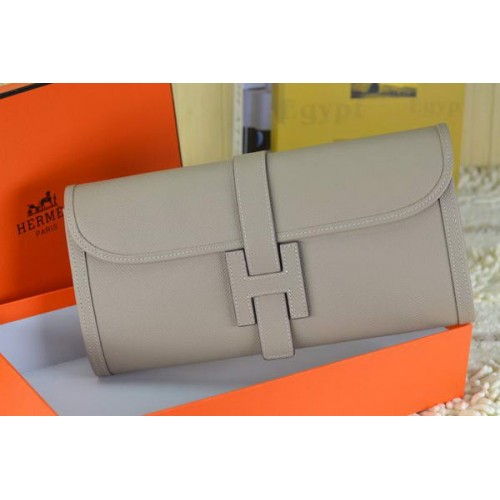 Hermes Jige Pochette In Pelle Di Vitello Grigio