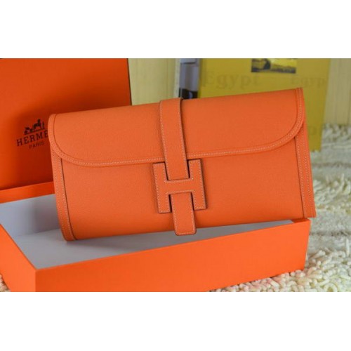 Hermes Jige Pochette In Pelle Di Vitello Arancione