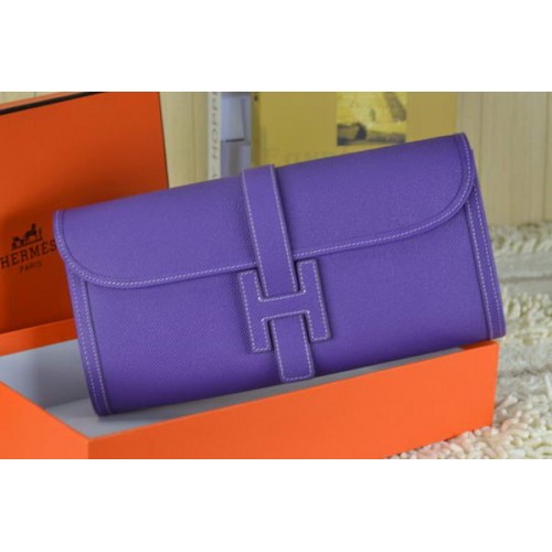 Hermes Jige Pochette In Pelle Di Vitello Viola