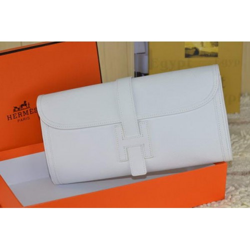 Hermes Jige Pochette In Pelle Di Vitello Bianca