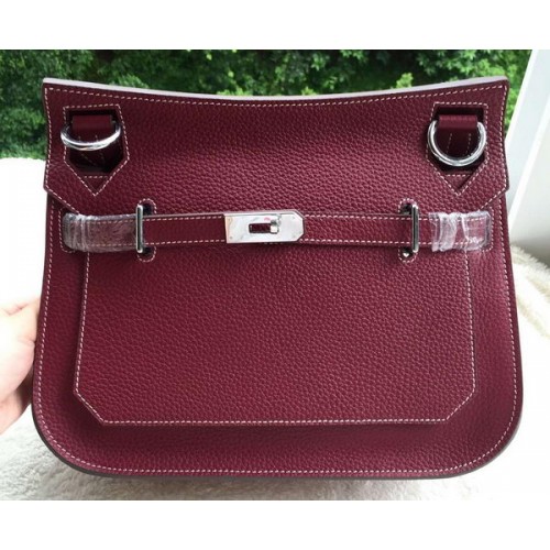 Hermes Jypsiere 31CM borsa a tracolla in pelle di vitello vino H0880