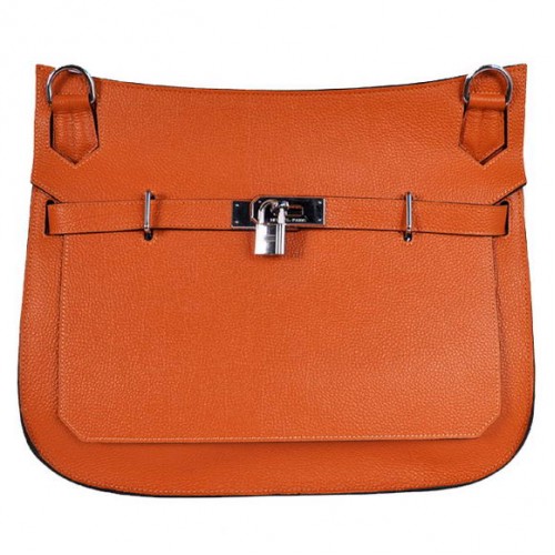 Hermes Jypsiere 34CM Borsa a tracolla Hardware argento arancione