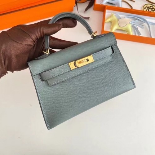Hermes Kelly 19cm Borse a spalla Epsom Leather KL19 Hardware oro verde mandorla