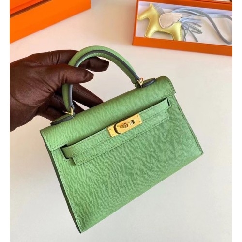 Hermes Kelly 19cm Borse a spalla Epsom Leather KL19 Oro hardware Avocado Green