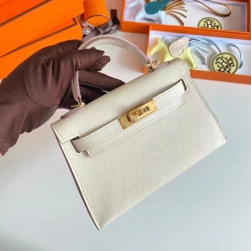 Hermes Kelly 19cm Borse a tracolla Epsom Leather KL19 Gold hardware Cream
