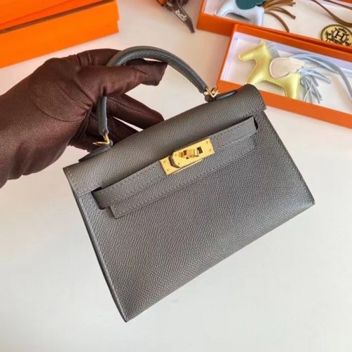 Hermes Kelly 19cm Borse a spalla Epsom Leather KL19 Hardware oro grigio