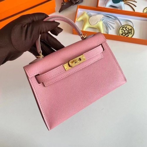 Hermes Kelly 19cm Borse a spalla Epsom Leather KL19 Oro hardware rosa