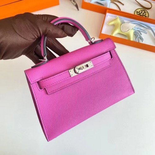 Hermes Kelly 19cm Borse a spalla Epsom Leather KL19 Argento hardware Lavanda