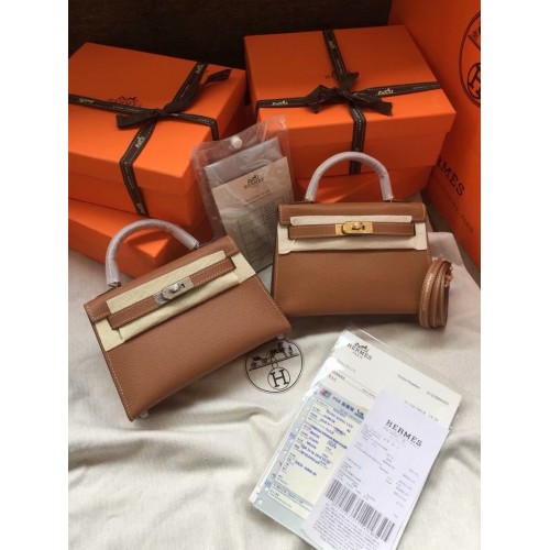 Hermes Kelly 19cm Borse a tracolla Epsom Leather KL19 marrone