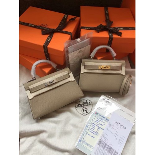 Hermes Kelly 19cm Borse a tracolla Epsom Leather KL19 grigio