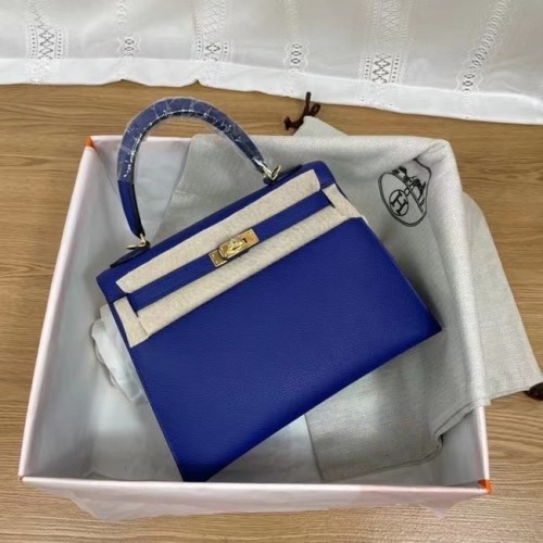 Hermes Kelly 25cm Borse a spalla Epsom KL2755 Elettroottica blu e oro