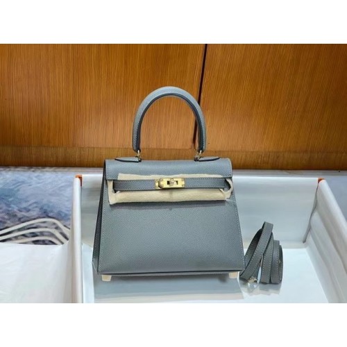 Hermes Kelly 20cm Borse a spalla Epsom KL2750 Grigio ferro e oro