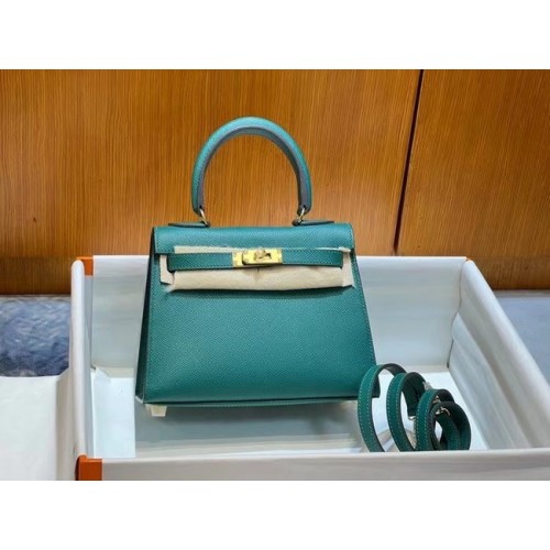 Hermes Kelly 20cm Borse a tracolla Epsom KL2750 Lago verde e oro