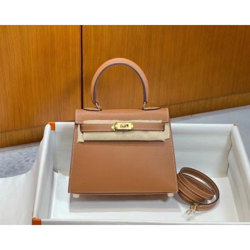 Hermes Kelly 20 centimetri Borse a tracolla Epsom KL2750 marrone e oro