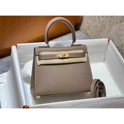 Hermes Kelly 20 centimetri borse a tracolla Epsom KL2750 grigio e oro