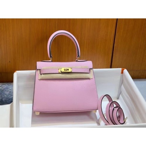 Hermes Kelly 20cm Borse a spalla Epsom KL2750 rosa chiaro e oro