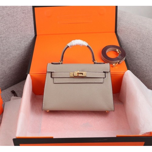 Hermes Kelly 20 cm Tote Bag originale Epsom in pelle KL20 grigio