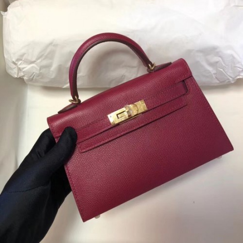 Hermes Kelly 20cm Tote Bag originale Epsom Leather KL20 fucsia