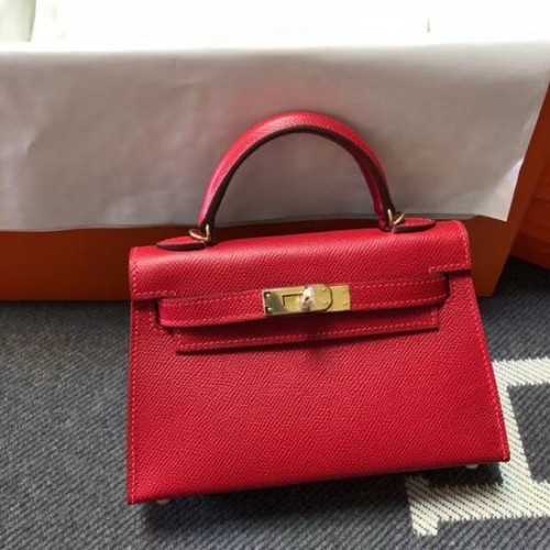 Hermes Kelly 20 centimetri Tote Bag originale Epsom in pelle KL20 rosso