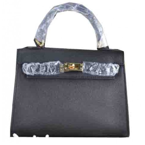 Hermes Kelly 22 centimetri Tote Bag in pelle di vitello nera