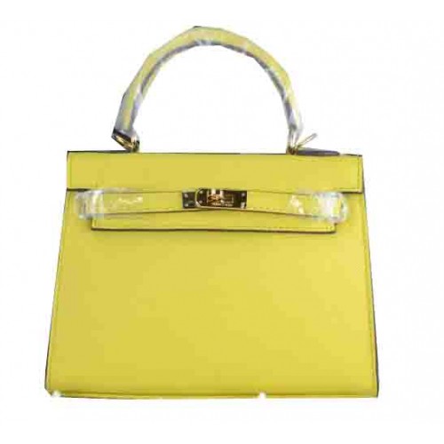 Hermes Kelly 22 centimetri Tote Bag in pelle di vitello Limone