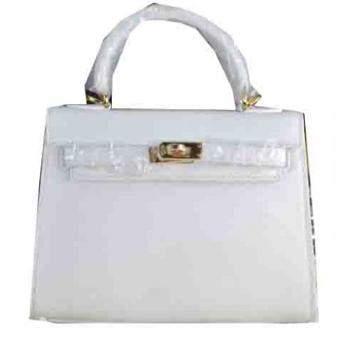 Hermes Kelly 22 centimetri Tote Bag in pelle di vitello bianco