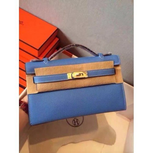 Hermes Kelly 22 centimetri Tote Bag in pelle originale KL22 blu
