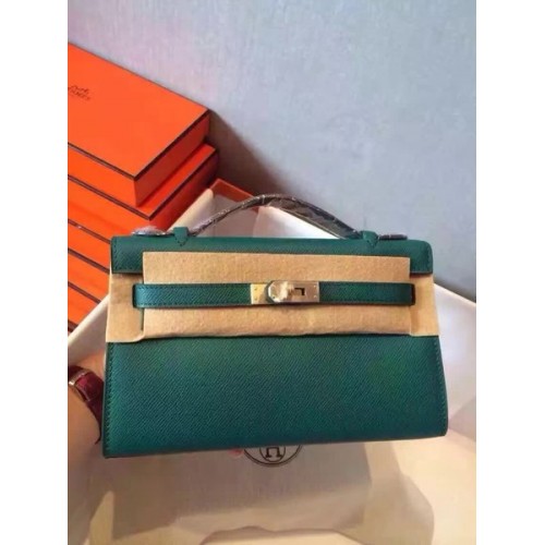 Hermes Kelly 22 centimetri Tote Bag in pelle originale KL22 verde scuro