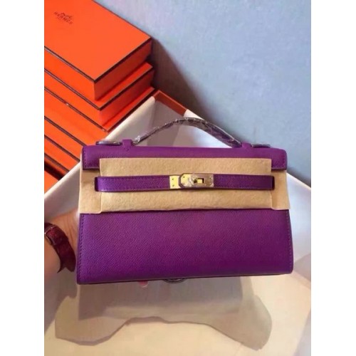 Hermes Kelly 22 centimetri Tote Bag in pelle originale KL22 viola