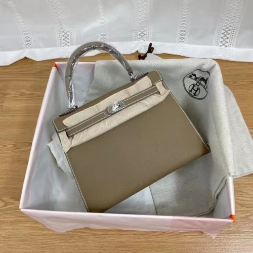 Hermes Kelly 25cm Borse a spalla Epsom KL2755 Elephant Grey&silver-Tone Metal