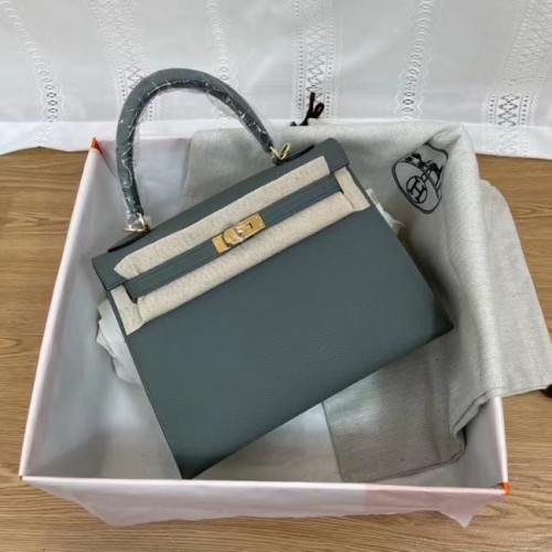 Hermes Kelly 25cm Borse a tracolla Epsom KL2755 Nebbia blu e metallo tono oro