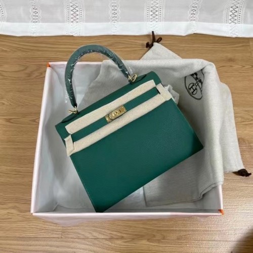 Hermes Kelly 25cm Borse a spalla Epsom KL2755 Lake green&gold-Tone Metal