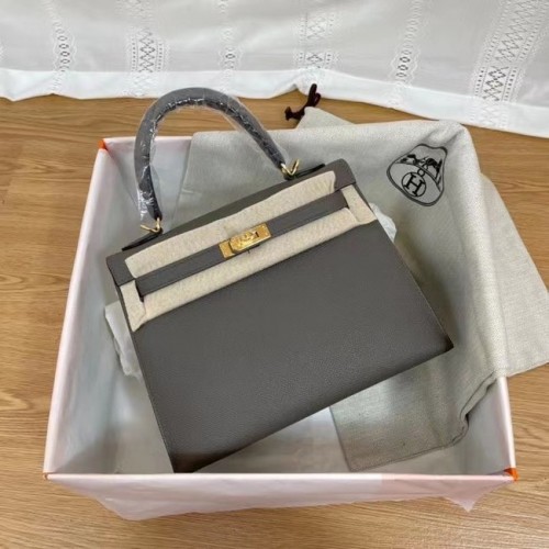 Hermes Kelly 25cm Borse a tracolla Epsom KL2755 grigio scuro e metallo tono oro