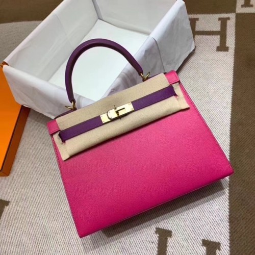 Hermes Kelly 28cm Borse a spalla Epsom Leather KL28 Prugna rosso e viola
