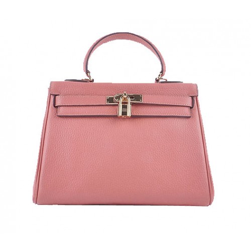 Hermes Kelly 28cm borse a tracolla rosa chiaro in pelle granulosa oro