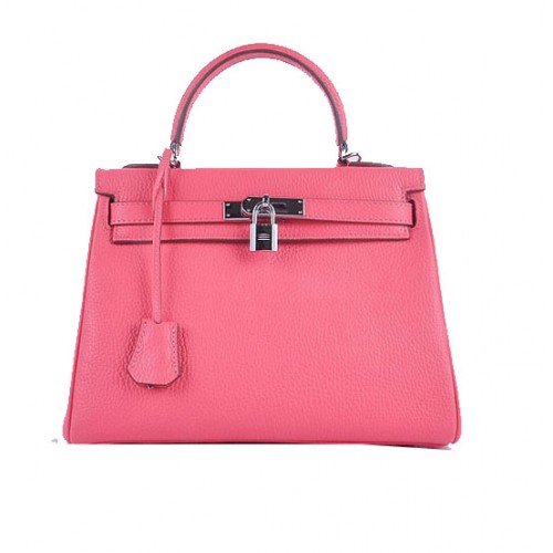 Hermes Kelly 28 centimetri borse a tracolla Rosy pelle granulosa argento