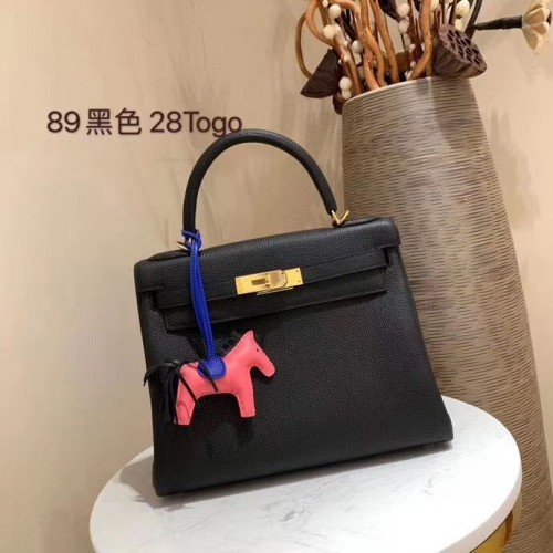 Hermes Kelly 28 centimetri borse a tracolla Togo in pelle KL28 nero