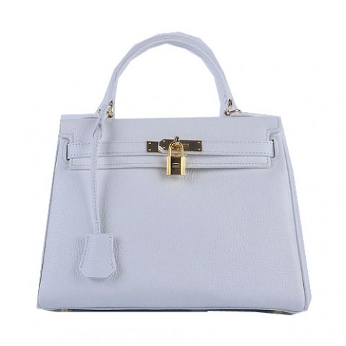 Hermes Kelly 28 centimetri borse a tracolla in pelle a grana bianca oro