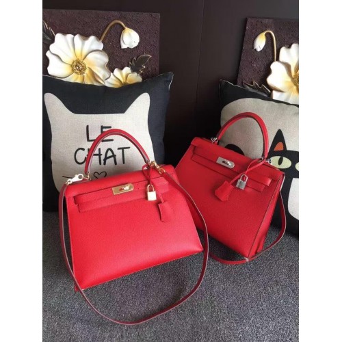 Hermes Kelly 28 centimetri borse a tracolla espom pelle rossa