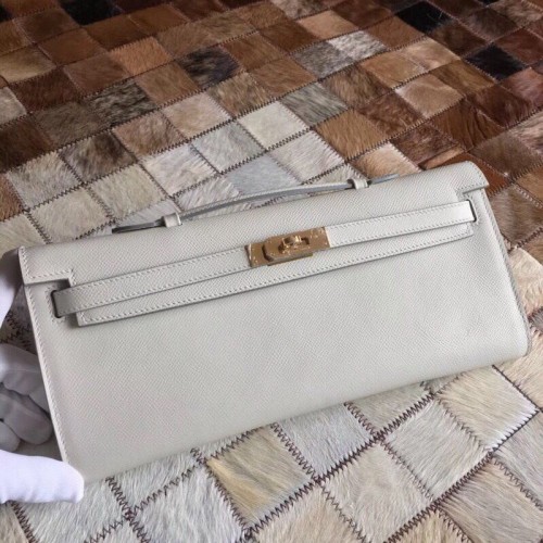 Hermes Kelly 31 centimetri frizione originale in pelle Epsom KL31 bianco