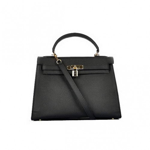 Più nuovo 2012 Hermes Kelly 32 centimetri borse in pelle di vitello nero oro