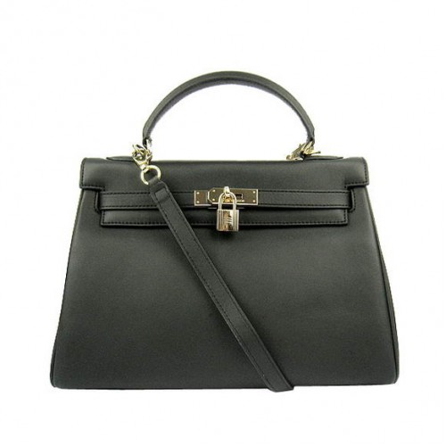 Hermes Kelly 32cm Borse Togo in pelle 6108 nero dorato