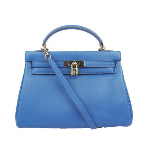 Hermes Kelly 32 centimetri Borse Togo in pelle 6108 blu dorato