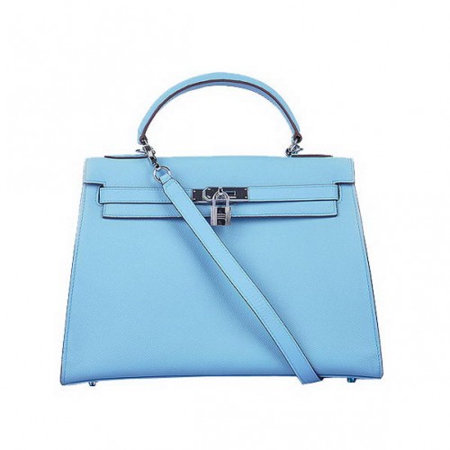 Hermes Kelly 32cm Borse Togo Pelle Azzurro