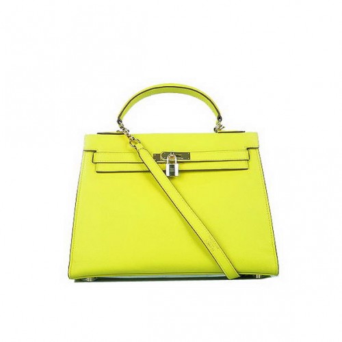 Hot Style Hermes Kelly 32 centimetri borse in pelle di vitello giallo oro