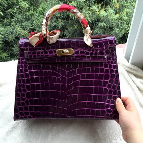 Hermes Kelly 32 centimetri borsa a tracolla in pelle di cocco K32CO viola