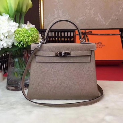 Hermes Kelly 32 centimetri borsa a tracolla grigio TOGO pelle KY32 argento